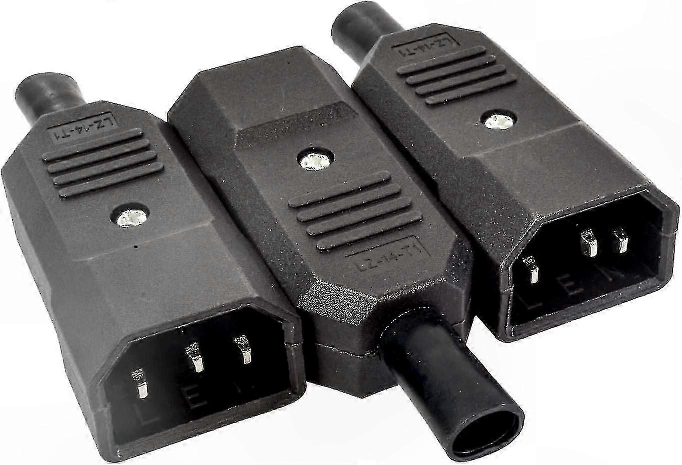 3-Pack C14 Power Inlet Socket Adapter, 10A 250V Panel Mount Connector with 3 Pins, Black Screw-Mount IEC320 Plug for Electrical Devices
