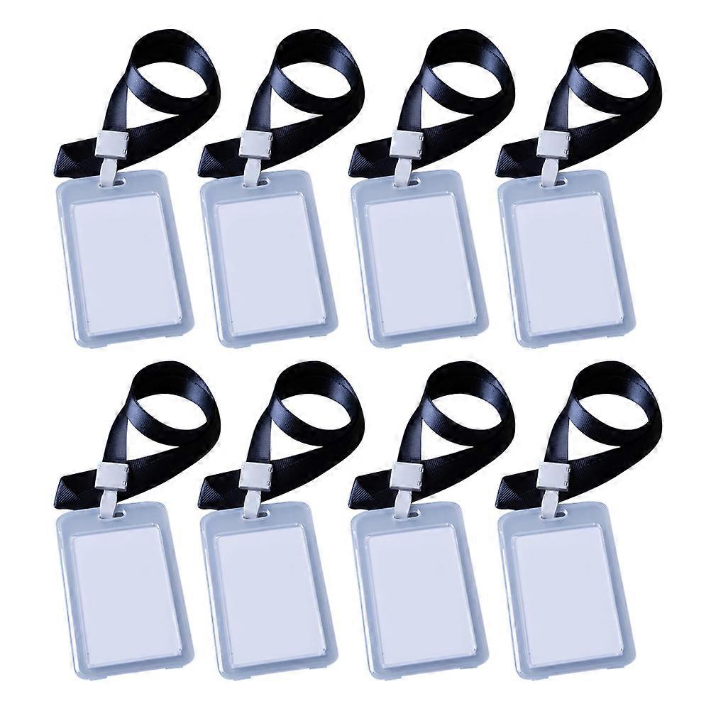 Black ID Badge Holder with Name Tag Protector and Storage Pocket for Traveling Shopping Schooling 16 Pieces