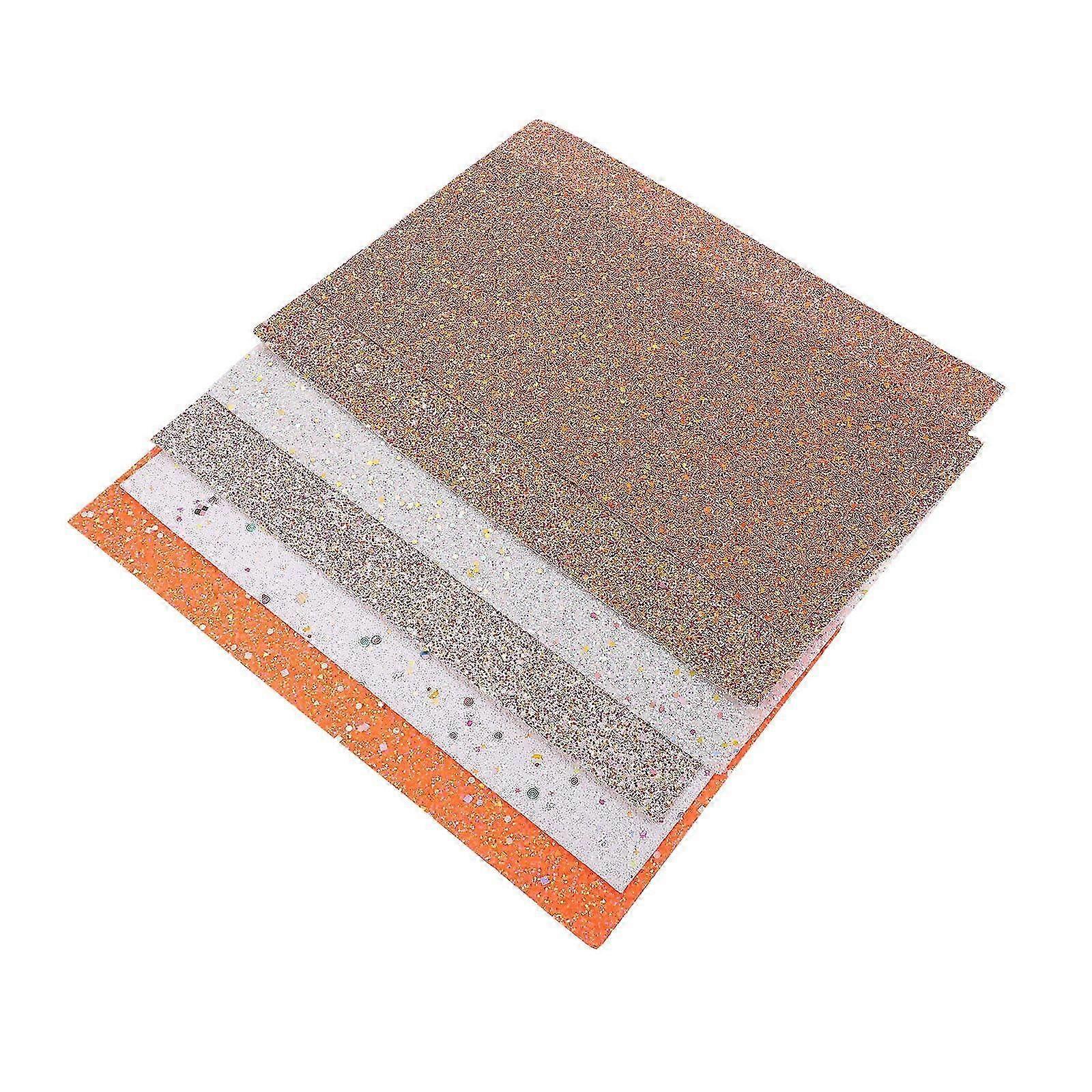 Glitter Fabric For Sewing Pu Fabric Sheets Diy Crafts Rectangular Assorted Color 6Set