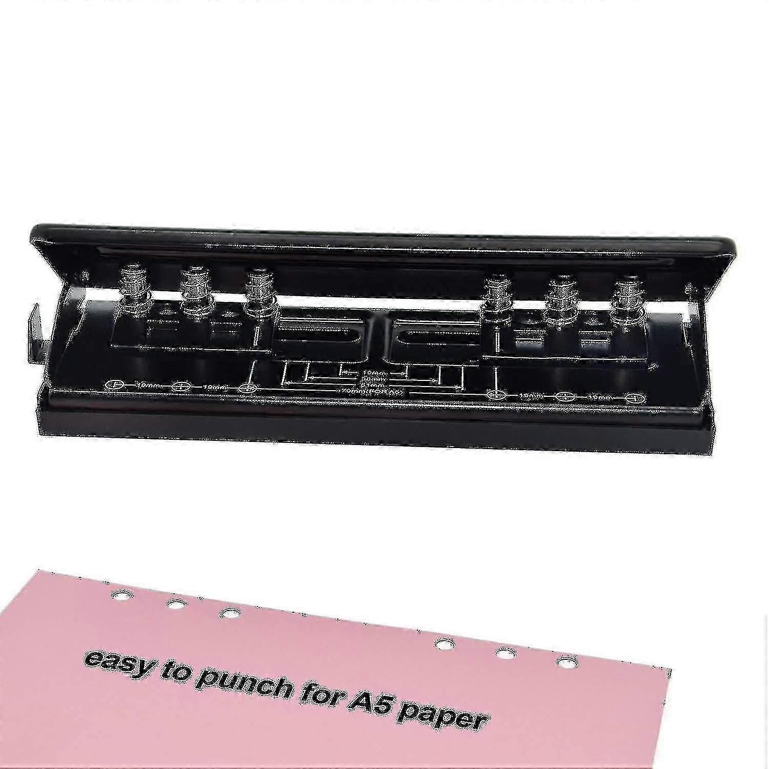 Adjustable 6-hole punch for A5 binder with positioning mark