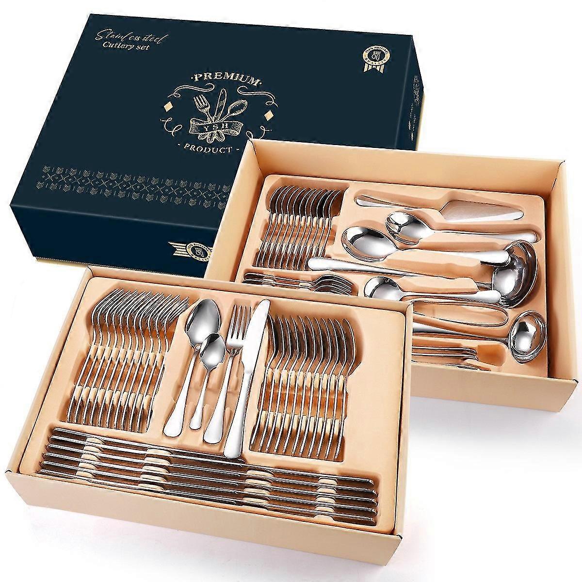 72-piece Stainless Steel Flatware Set Cutlery Tableware Set For Home Sliver