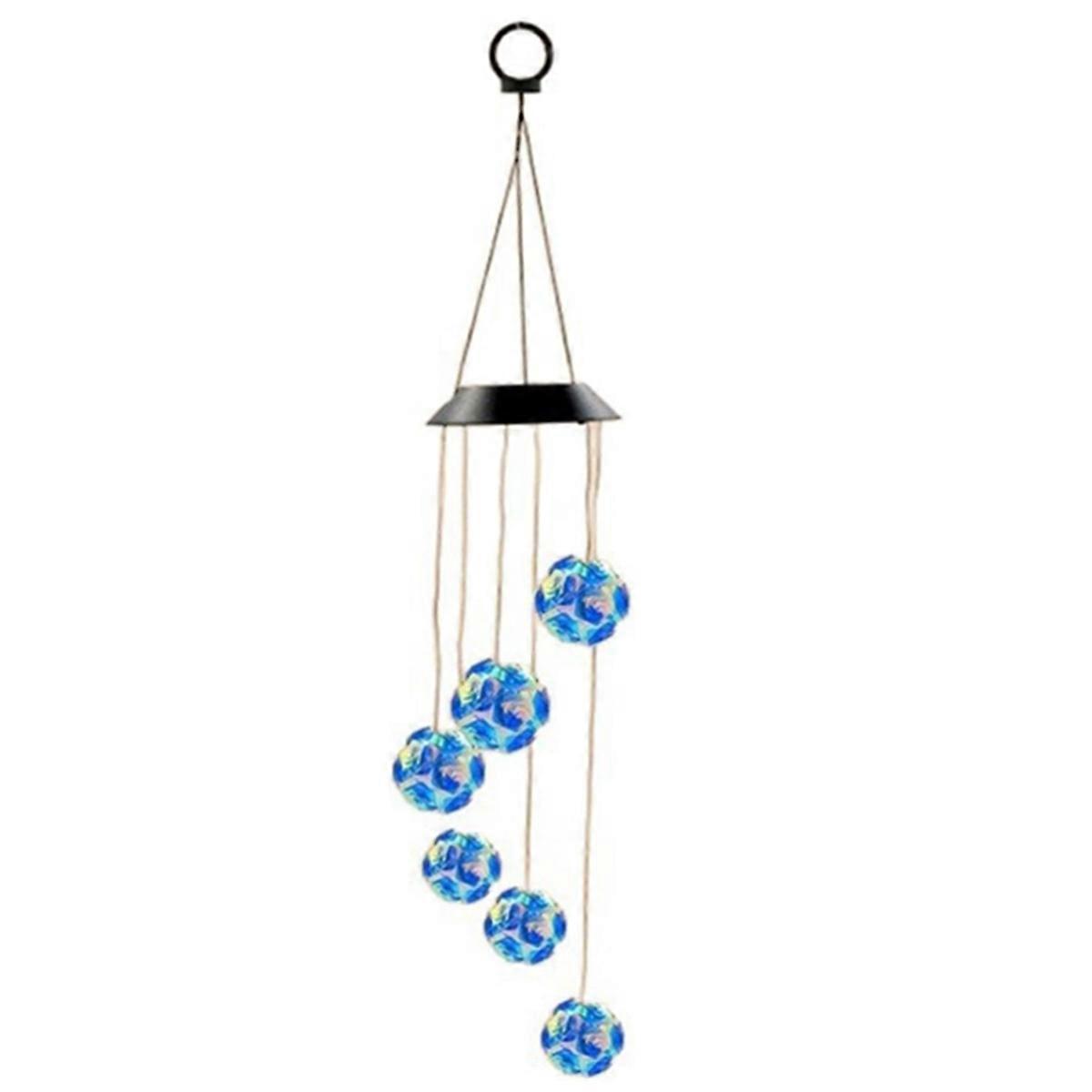Solar String Lights Outdoor Waterproof Solar Wind Chimes Colored Blue Ball Light Effect for Garden Party Balcony