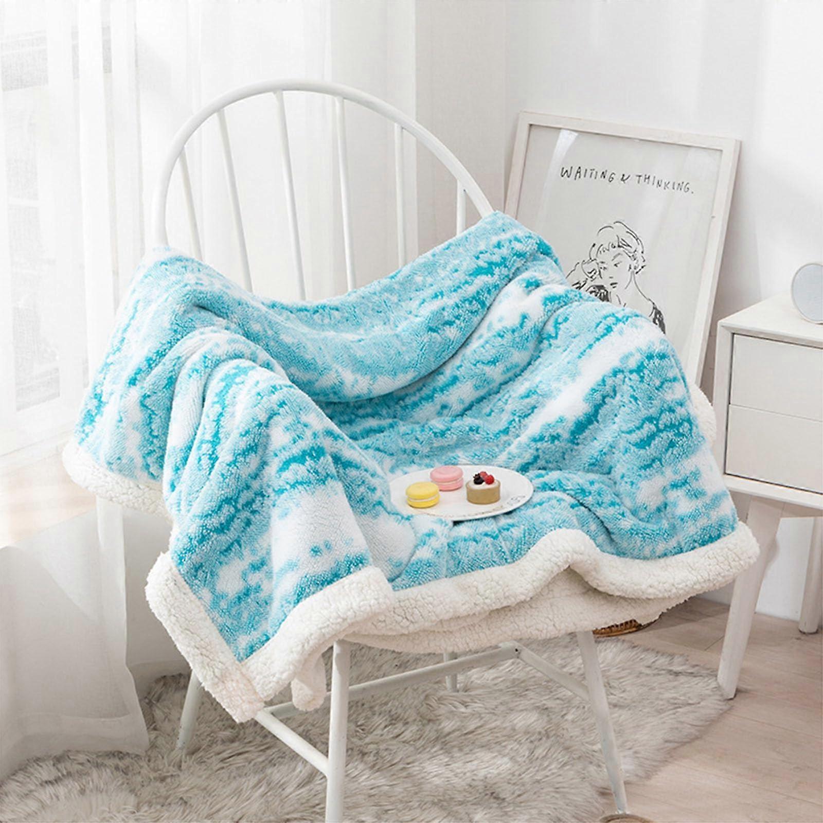 Blanket Winter Fleece Soft Polyester Warm For Bed, Sofa And Car Blue 100x150 cm