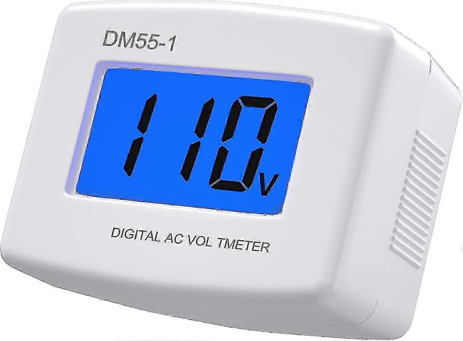 Digital Voltmeter with EU Plug, LCD Display for AC 110V-220V Voltage Testing, Wall-Mounted Flat Design