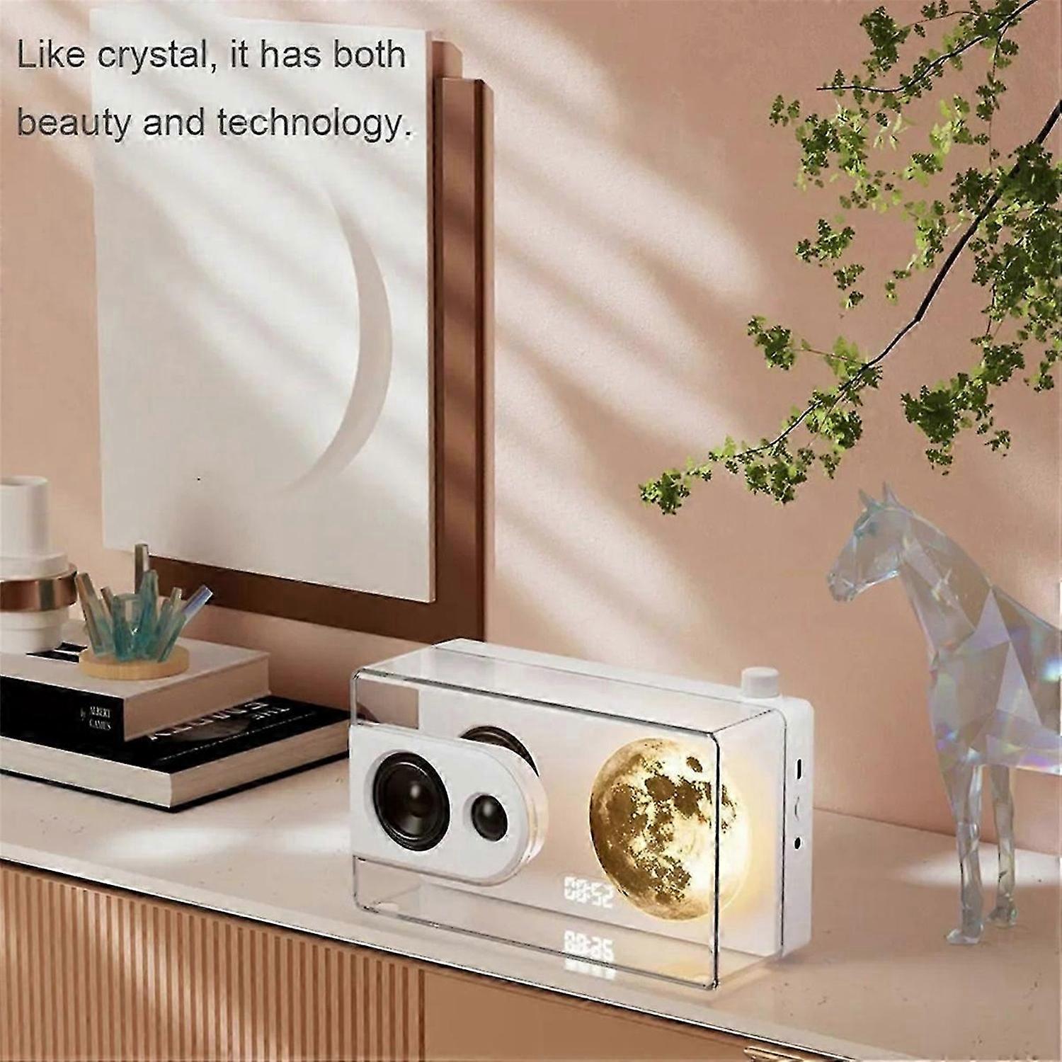 M6 Moonlight Music Box Bluetooth Speaker Support TF Card Play AUX Computer Connection Clock Transparent Sound Box B