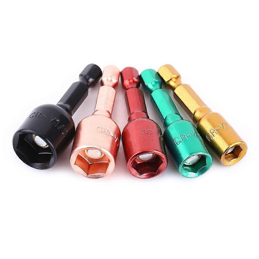 5pcs Colorful Electric Screwdriver Hex Socket Adapter Power Tool Drive Sockets 1/4"-1/2"