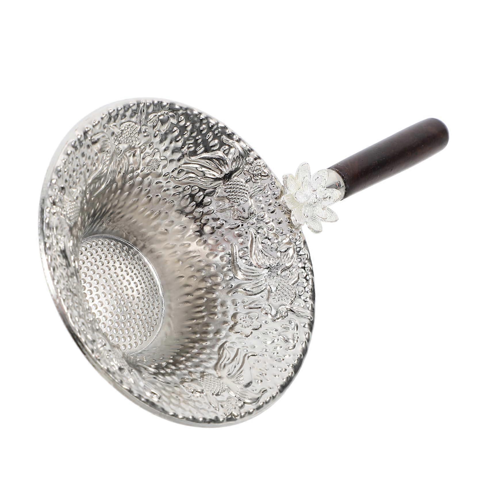 Chinese Tea Strainer Fine Mesh Loose Leaf Tea Filter With Handle Silver Alloy For Home Brewing 14.30 x 7.90 x 3.80 cm