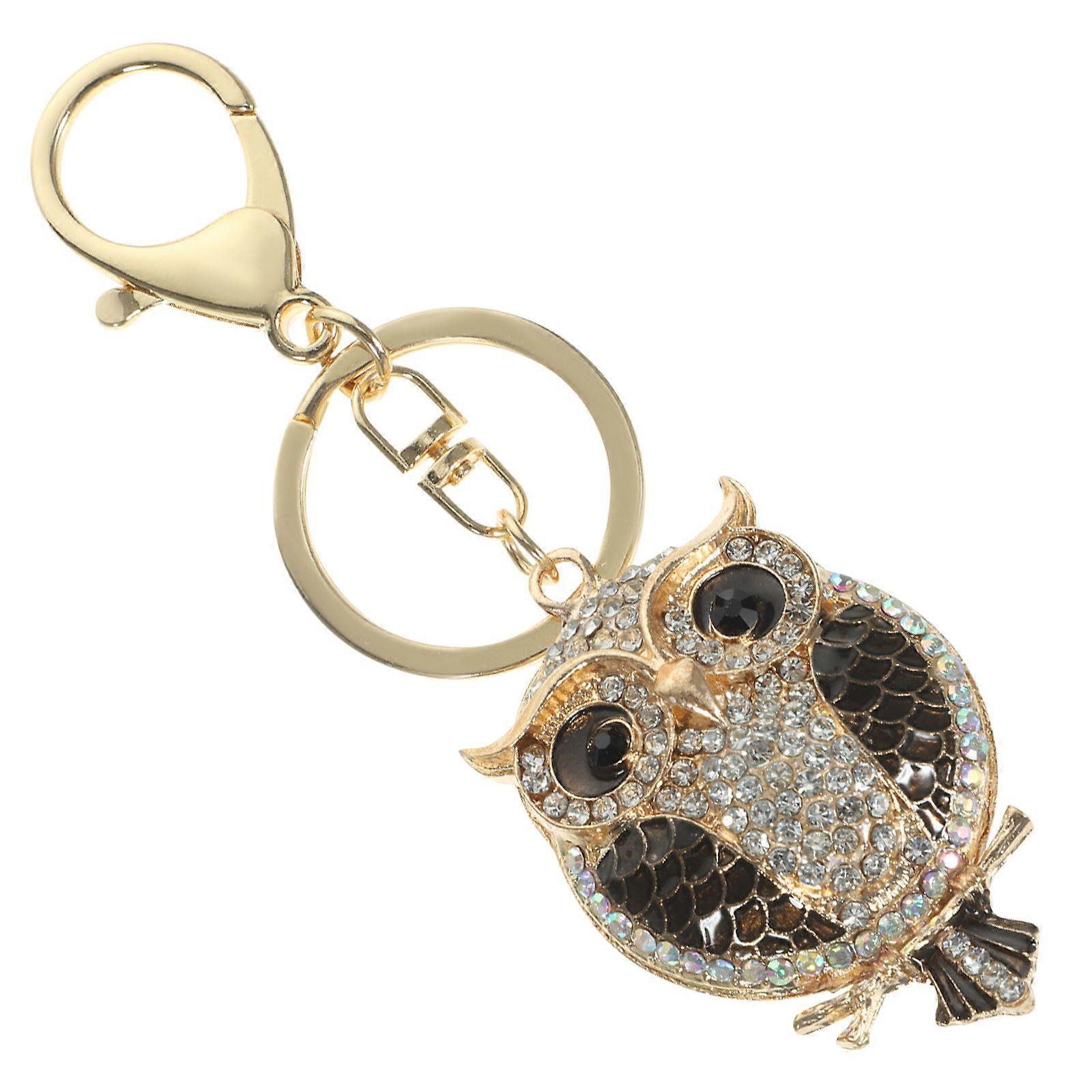 Owl Shaped Keychain Metal Pendant for Decor with 3Pcs Bag Charms