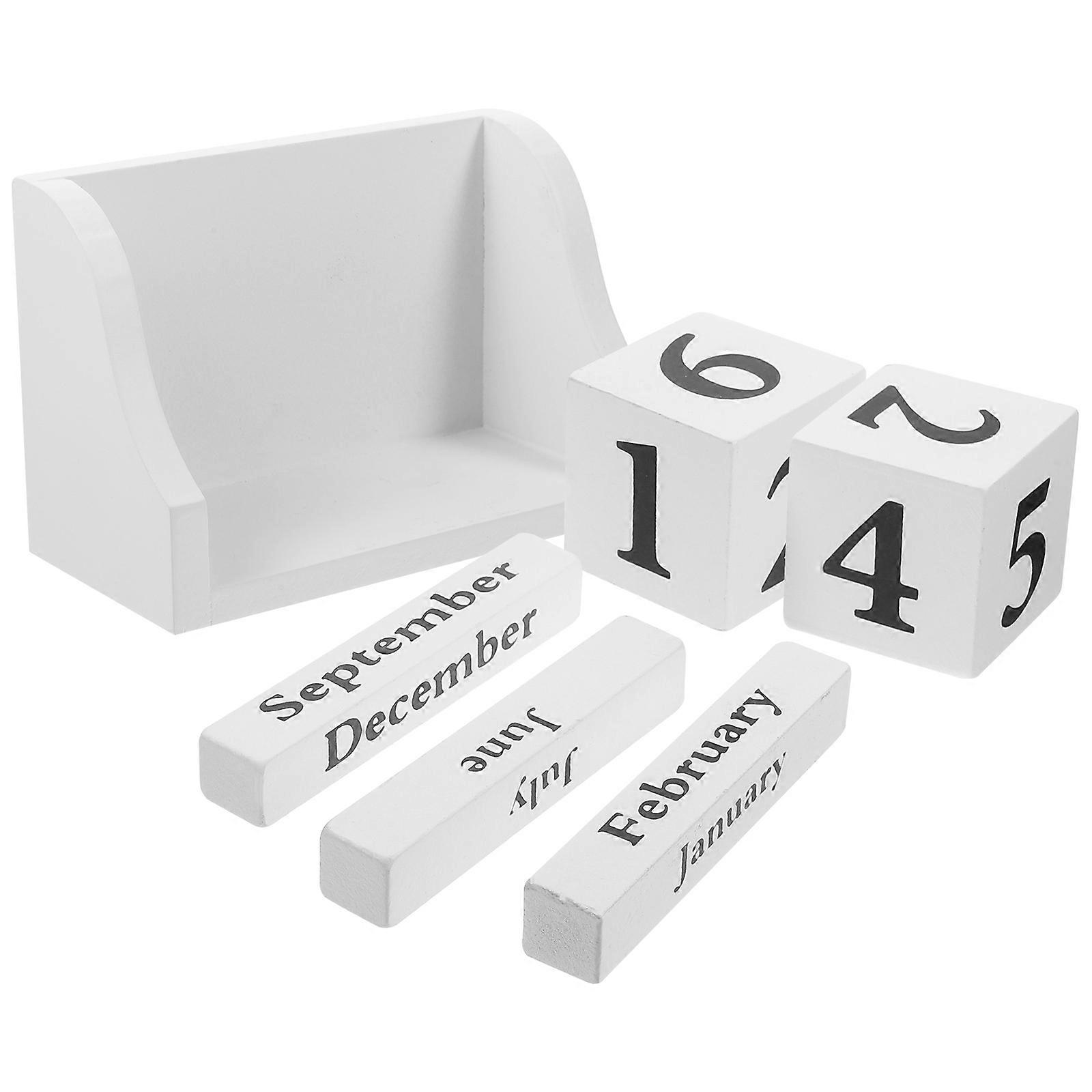 Wooden Cube Calendar for Perpetual Function 5Pcs Desk Desktop Calendar
