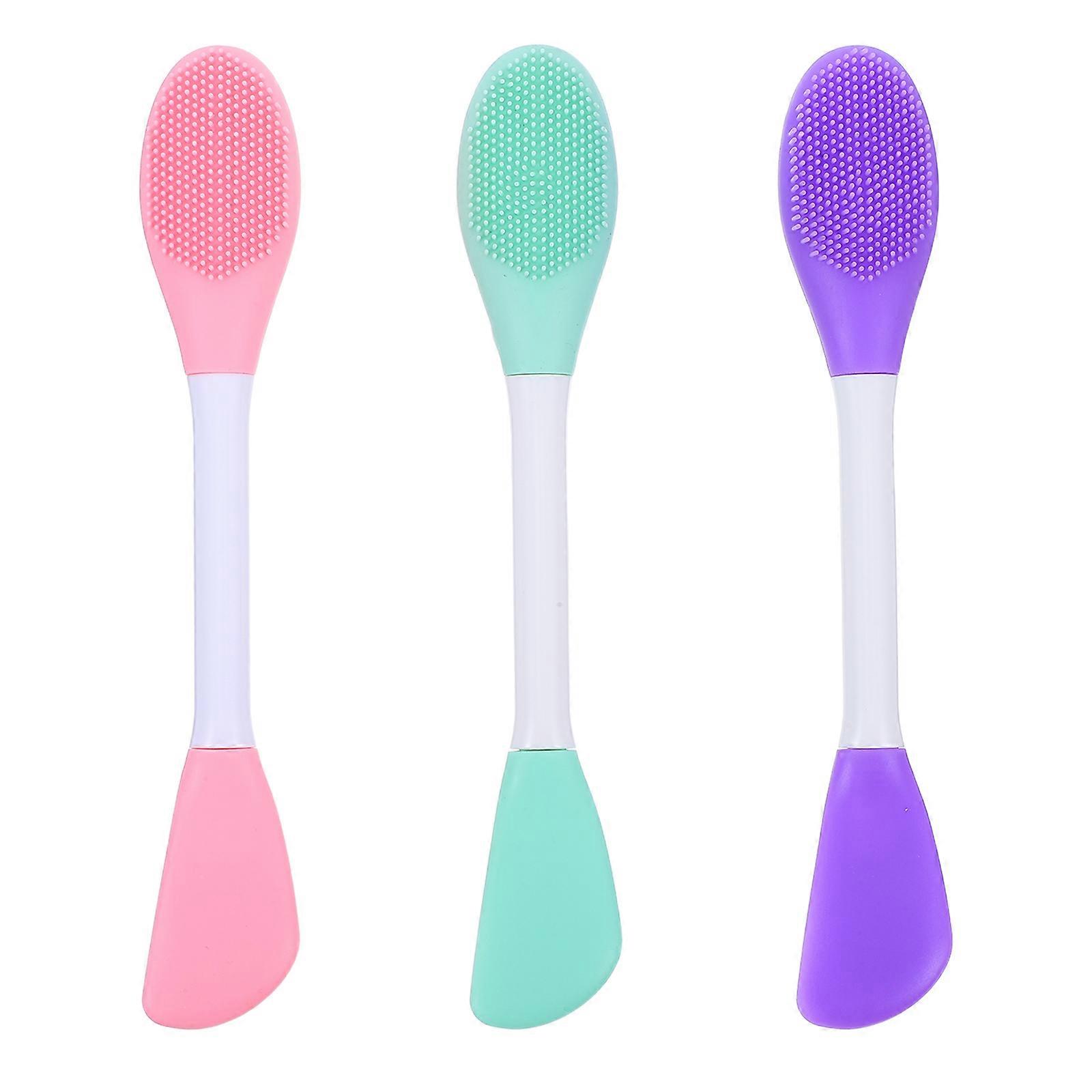 Facial Brush for Skin Cleansing Use 3Pcs Silicone Double Head Face Tool