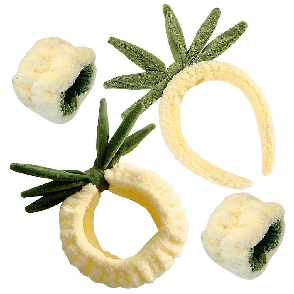 Make Up Headbands and Wristbands Set for Face Washing and Sports Use Yellow Cloth Material 1 Set