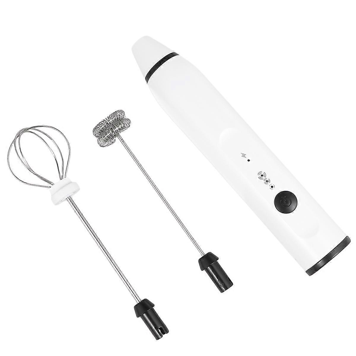 Milk Whisk 2-in-1 USB Rechargeable Egg Whisk for Kitchen Appliances and Home Use White Featuring Egg Beating 1Pcs