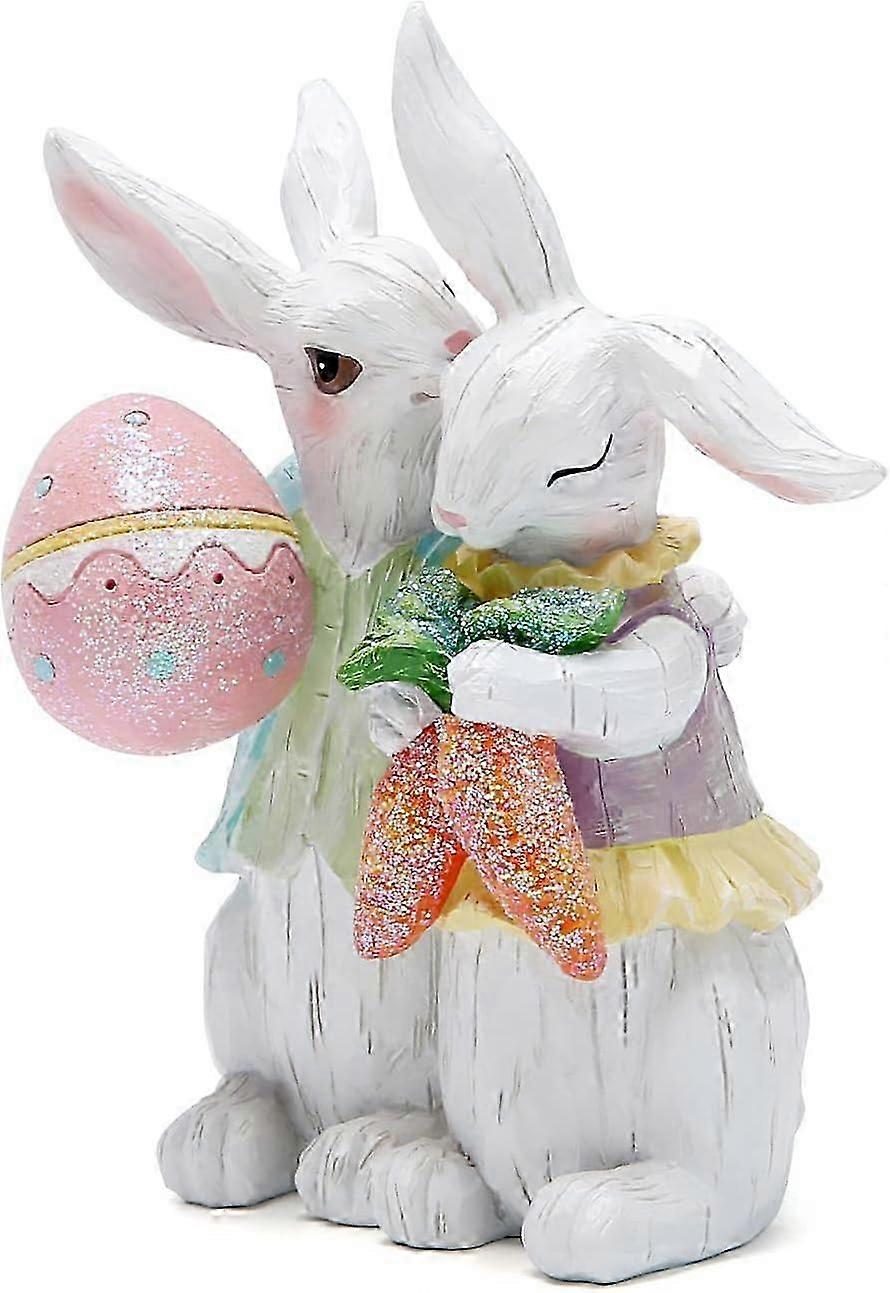 Easter Bunny Couple Decorations Spring Decors Figurines Tabletopper Decorations for Party Home Holiday Cute Rabbit Easter Day Couple Gifts Decorations