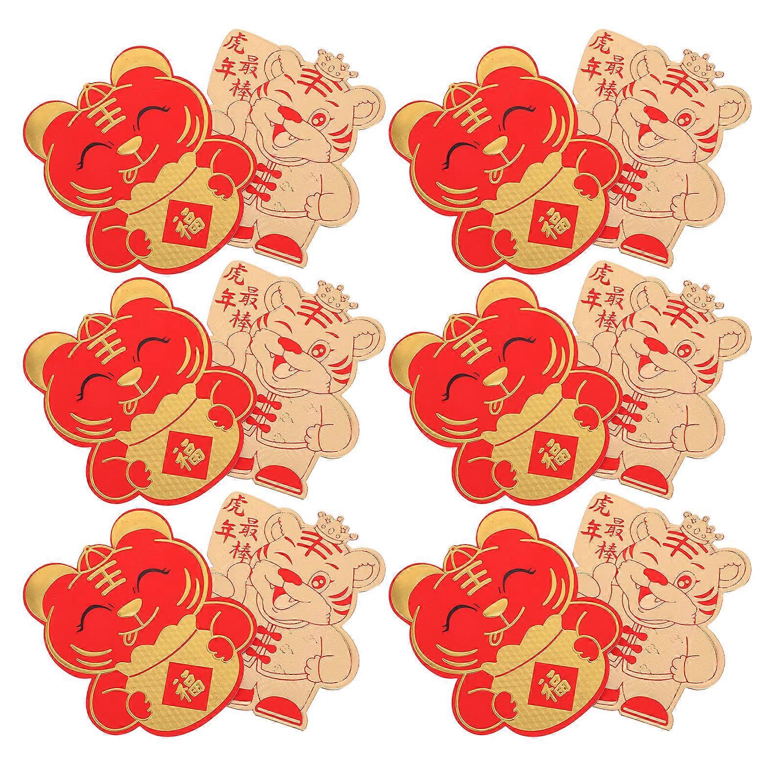 Tiger Year Red Envelopes Paper for New Year 12Pcs Lunar Festival Packets