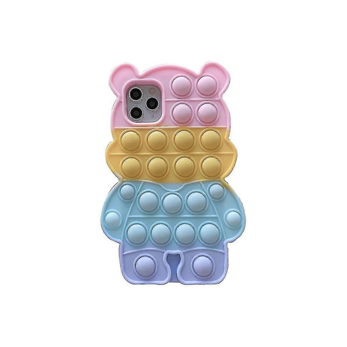 Push Pop Blue Bear Shape Silicone Case For Iphone 12 Pro