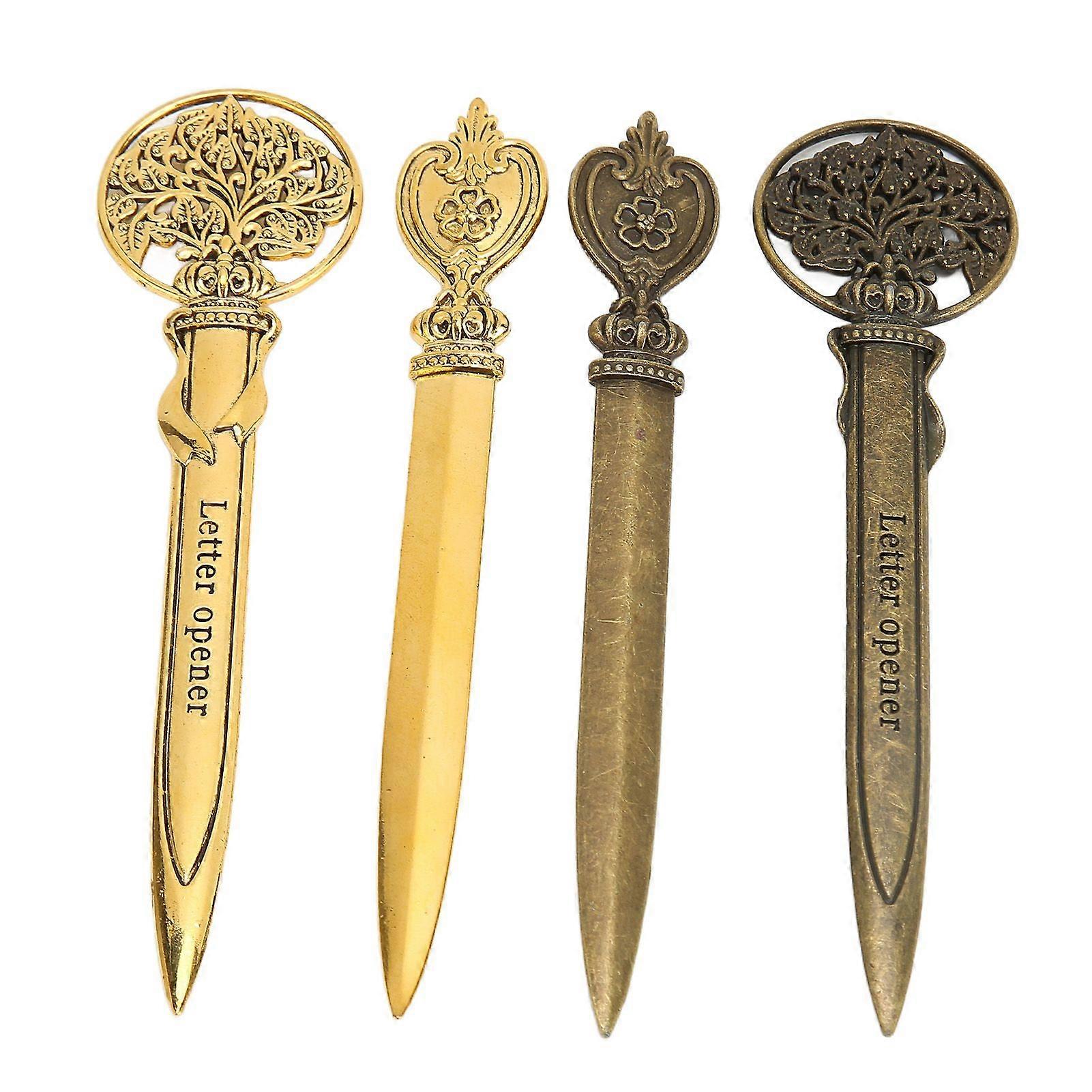 4 Pcs Letter Openers Retro Lightweight Compact Ergonomic Zinc Alloy Mail Opener Knife
