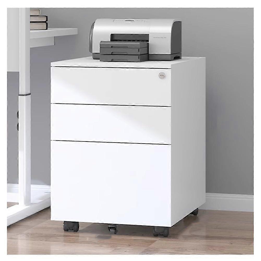 3 Drawer File Cabinet With Lock And Wheels, Commercial Vertical Cabinet, White, A4/Letter/Legal Size, 39x50x60 cm
