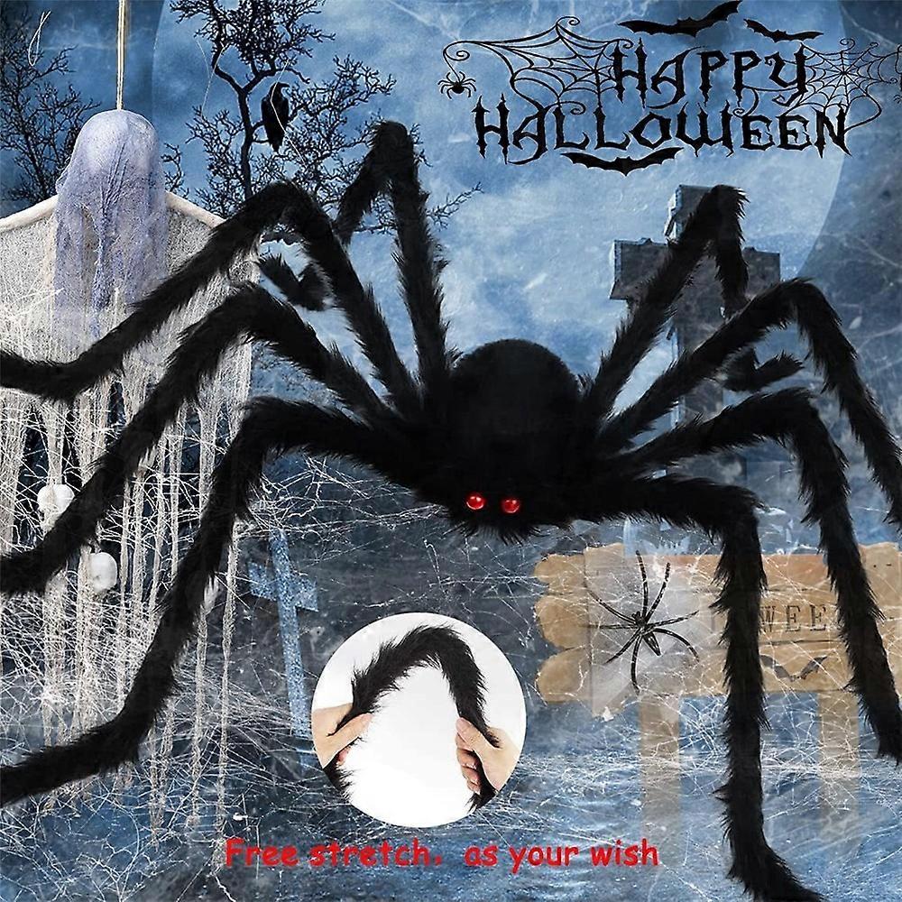 90cm Realistic Plush Spider Haunted House Prop Giant Spider Halloween Party Spooky Decoration