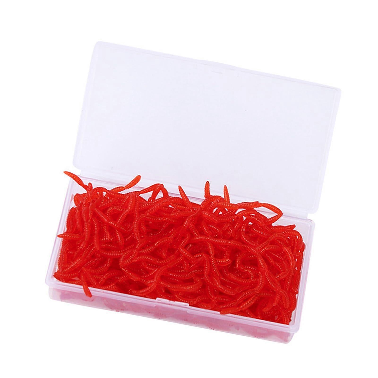 Earthworm Baits Soft Artificial Lure For Trout 200Pcs Rubber Bloodworms Baits Red Simulation Trout Fishing Lures