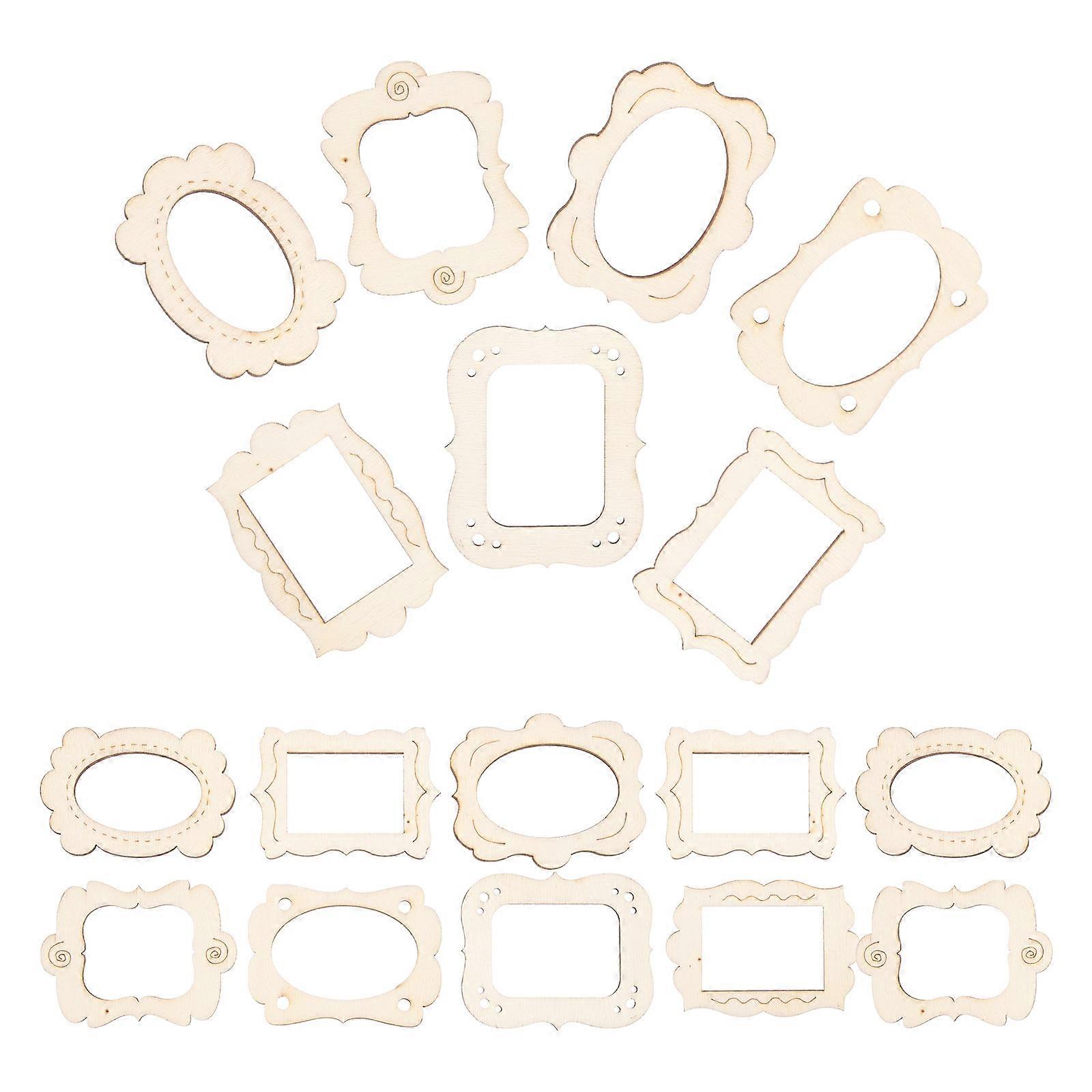 Wood Photo Frame Pendants for DIY Projects 60Pcs Unfinished Wood Craft Pendants