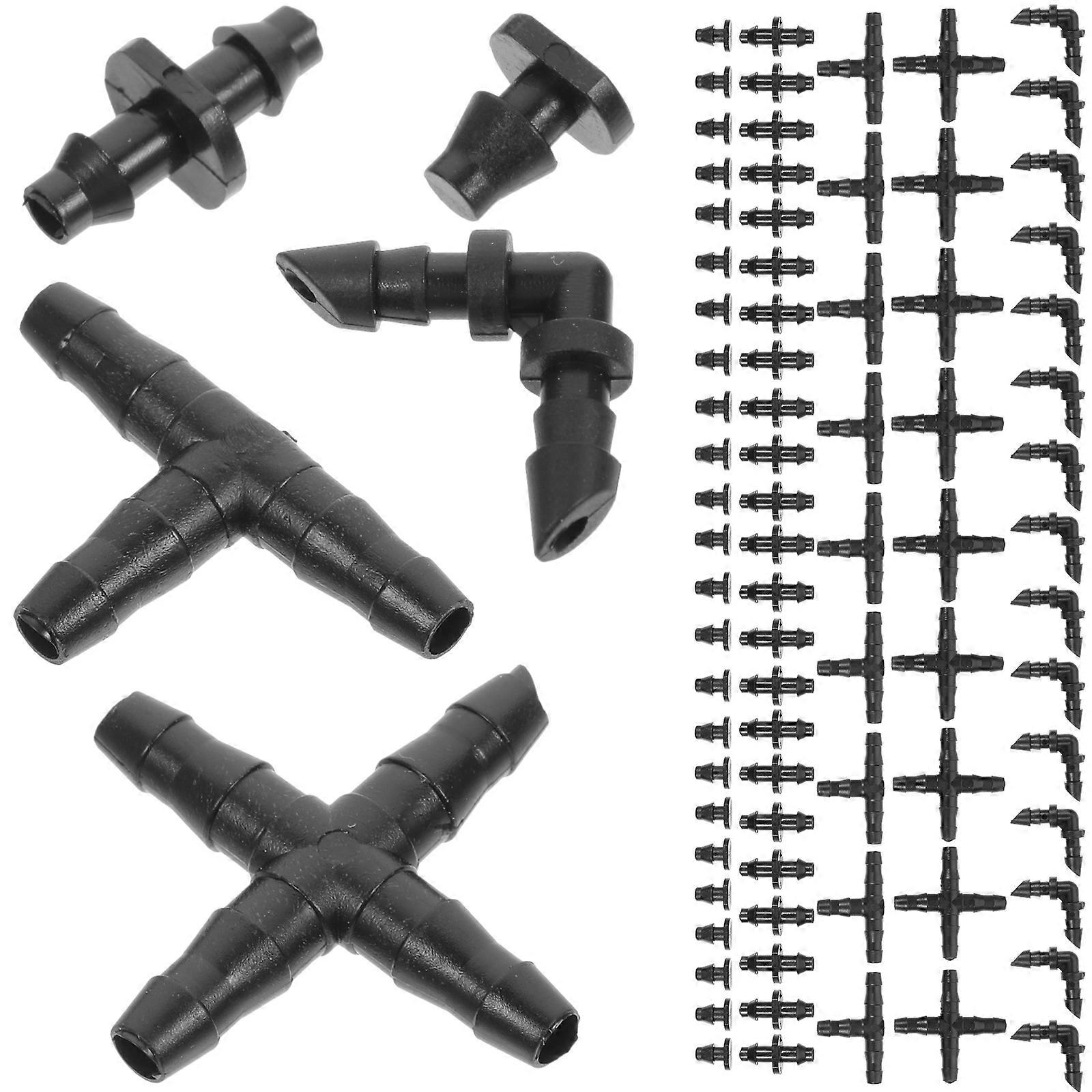 Drip Irrigation Hose Connector Assortment for Garden Use 4Sets Black