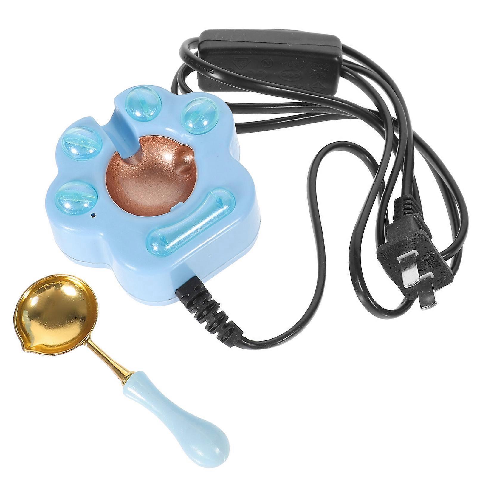 3Sets Blue Wax Seal Warmer and Spoon Tool for Wax Melting Furnace Use