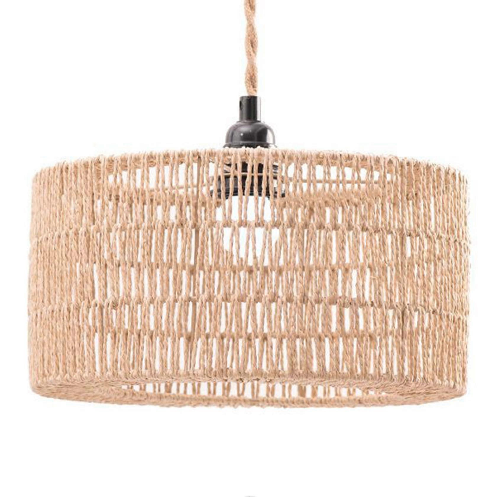 Boho Lamp Shade Rattan Woven Ceiling Lamp Shade Rustic Farmhouse Hanging Lampshade Boho Style