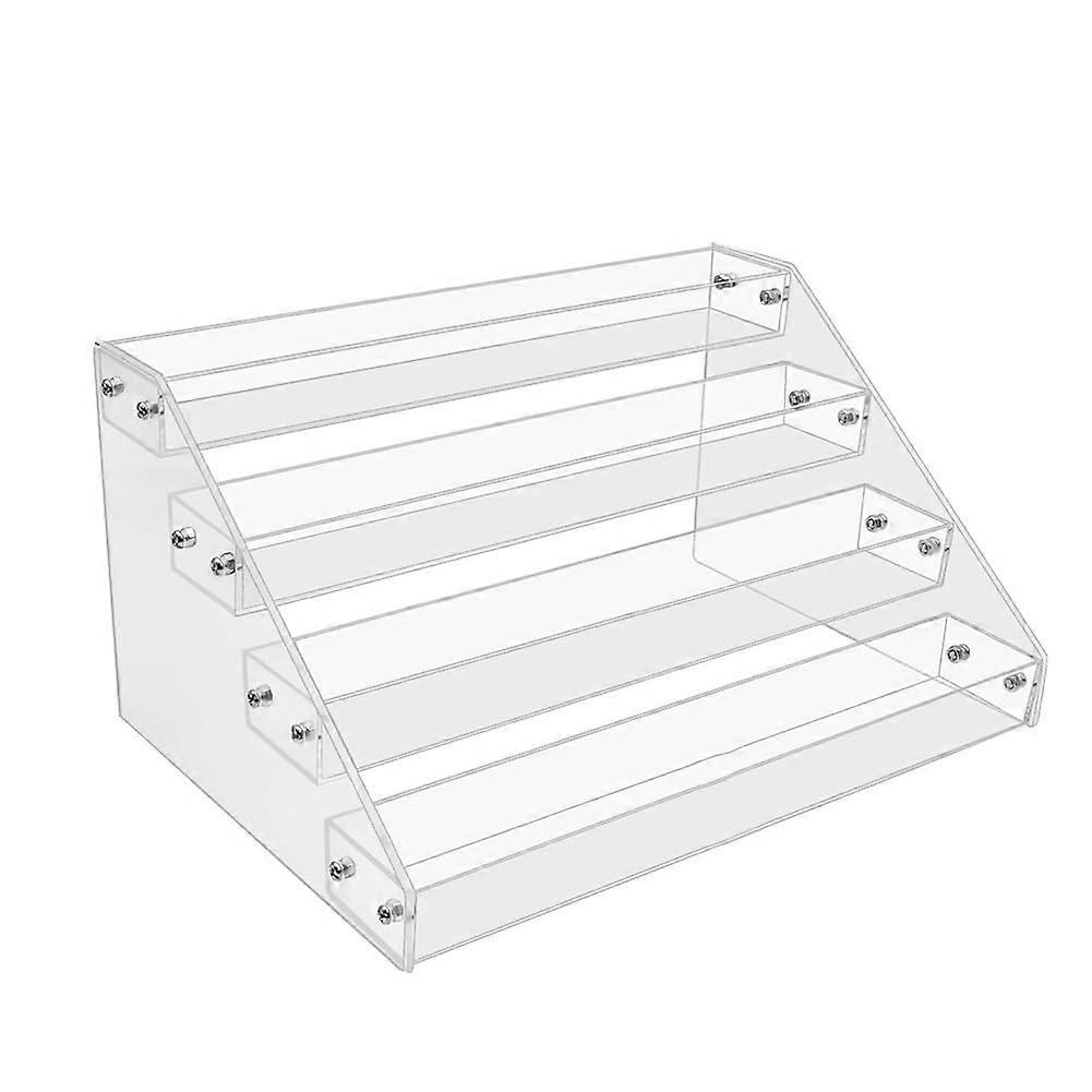 4Tier Clear Acrylic CD Holder Cascading CD Storage Rack, DVD/CD Display Rack Vinyl Record Storage Stand