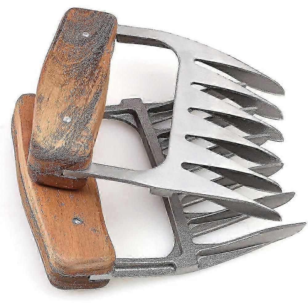 HJyang 18/8 Stainless Steel Meat Forks With Wooden Handle, Best Meat Claws For Shredding, Pulling YBT 2025