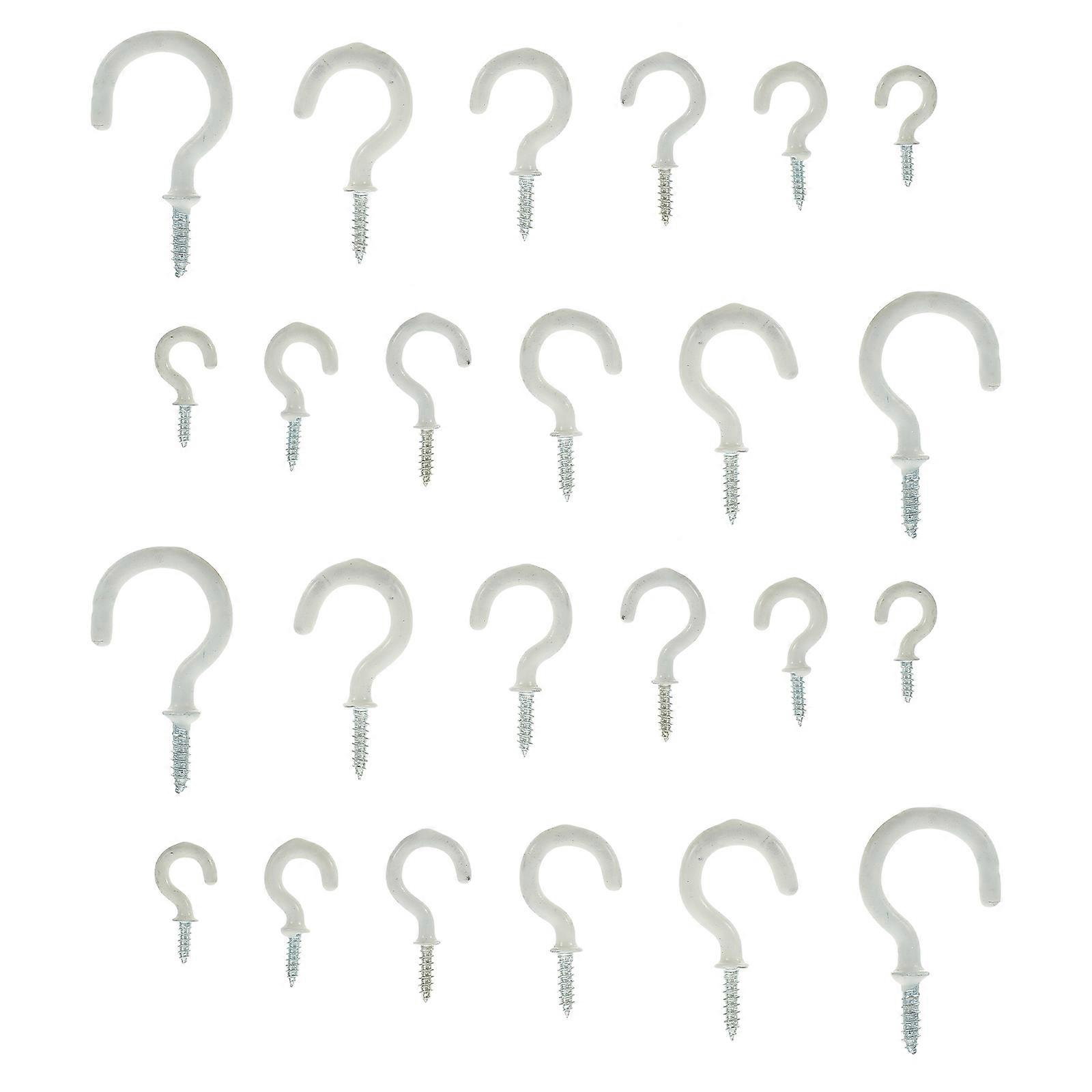 200Pcs White Ceiling Hooks Screw-in Hooks for Hanging Vinyl Coated