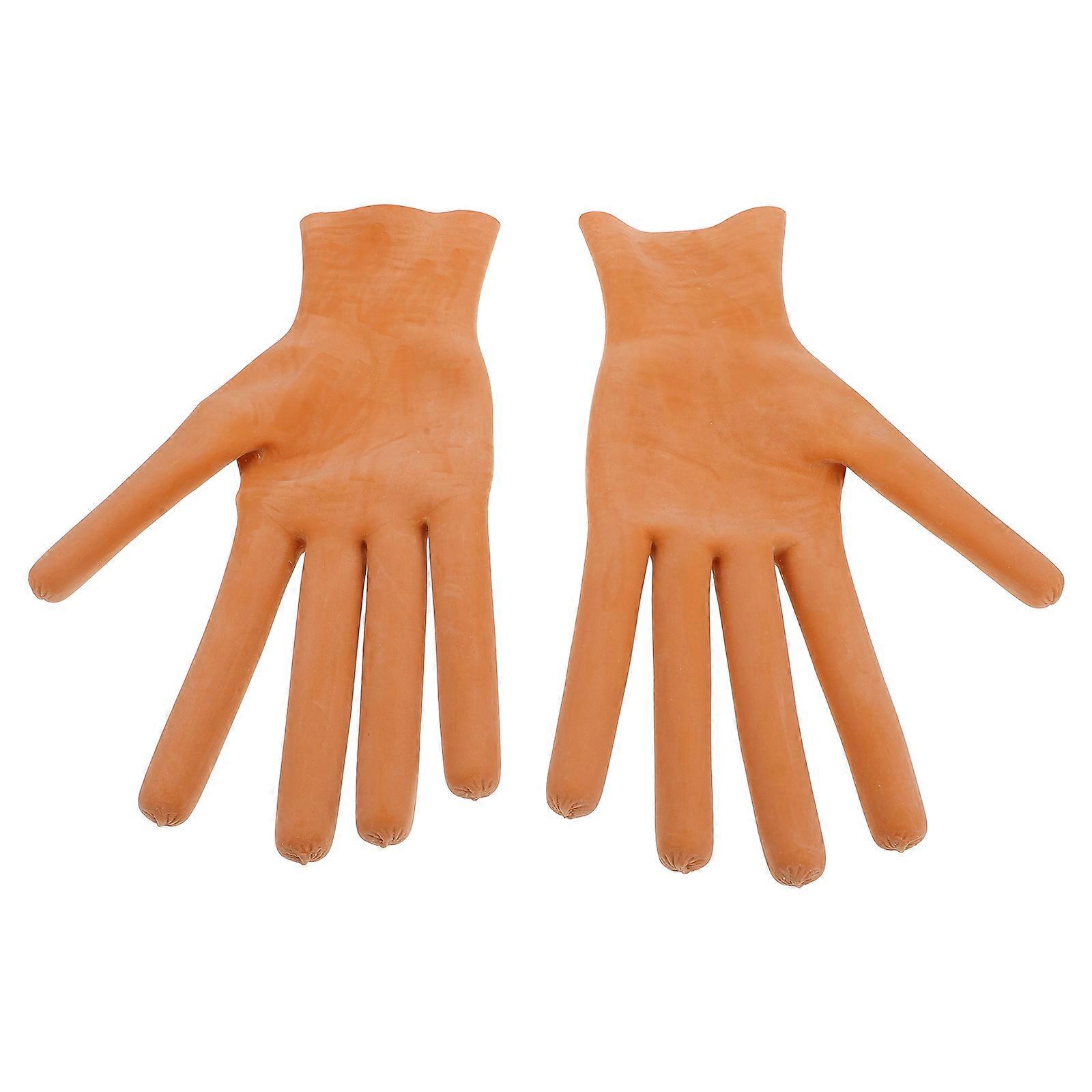 5 Pairs Halloween Gloves Sausage Shape Prank Tool For Halloween Party Events Adults