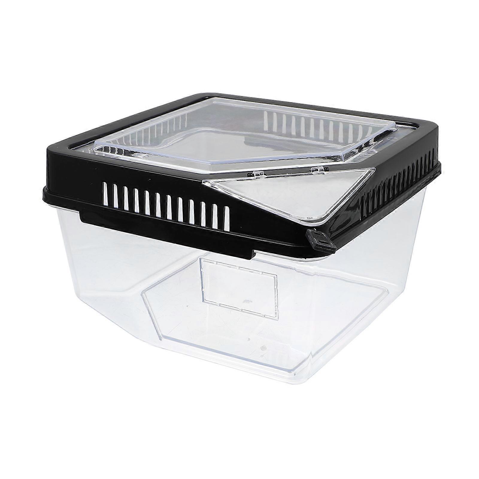 Black Plastic Reptile Breeding Box 2Pcs for Pet Feeding Needs