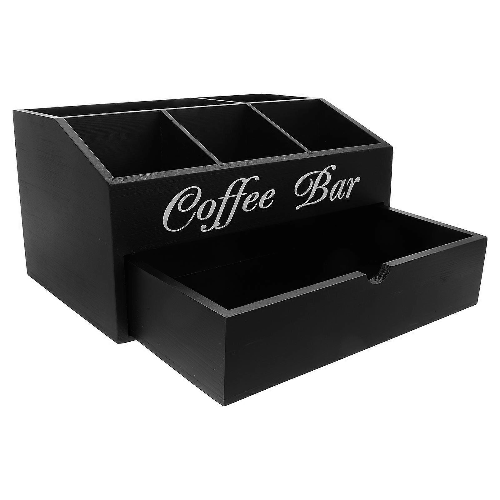 Wooden Coffee Syrup Organizer for Coffee Station with 2Pcs Multi-Use