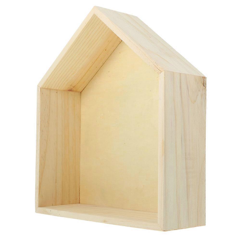 Wall Shelf for Office Solid Wood House-Shaped Shelf with 2Pcs for Home Use