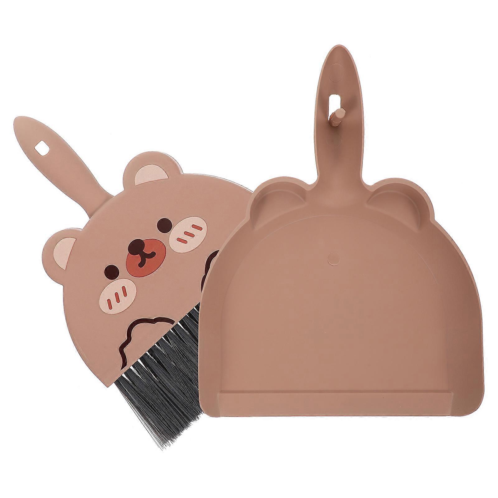 Portable Broom And Dustpan Set For Detail Cleaning Indoor Use 9.04X6.80X0.90IN Coffee 2 Pieces