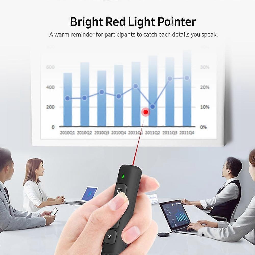 USB Presenter Remote, Compatible with PPT - Red Presentation Clicker with Laser Pointer & USB Receiver for Easy Slideshow Control