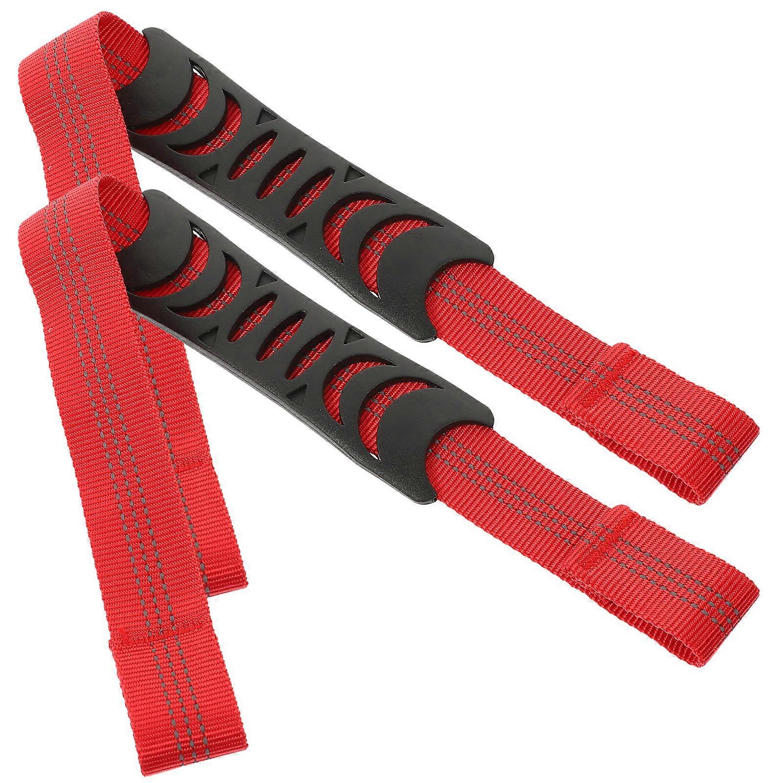 Red Car Headrest Assist Handle Nylon Grab Handle 8Pcs Car Accessory