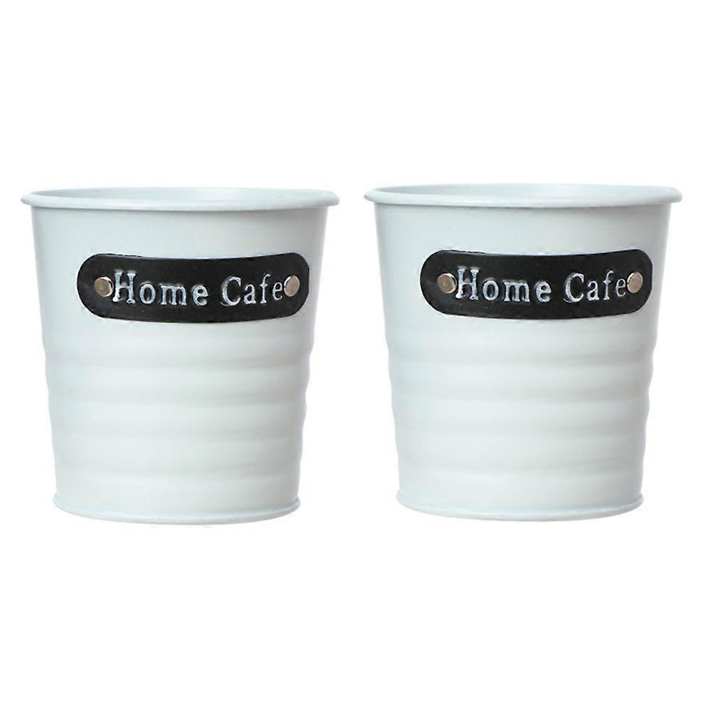 Mini Flower Bucket Iron Storage Bucket for Planting Container 2Pcs Set