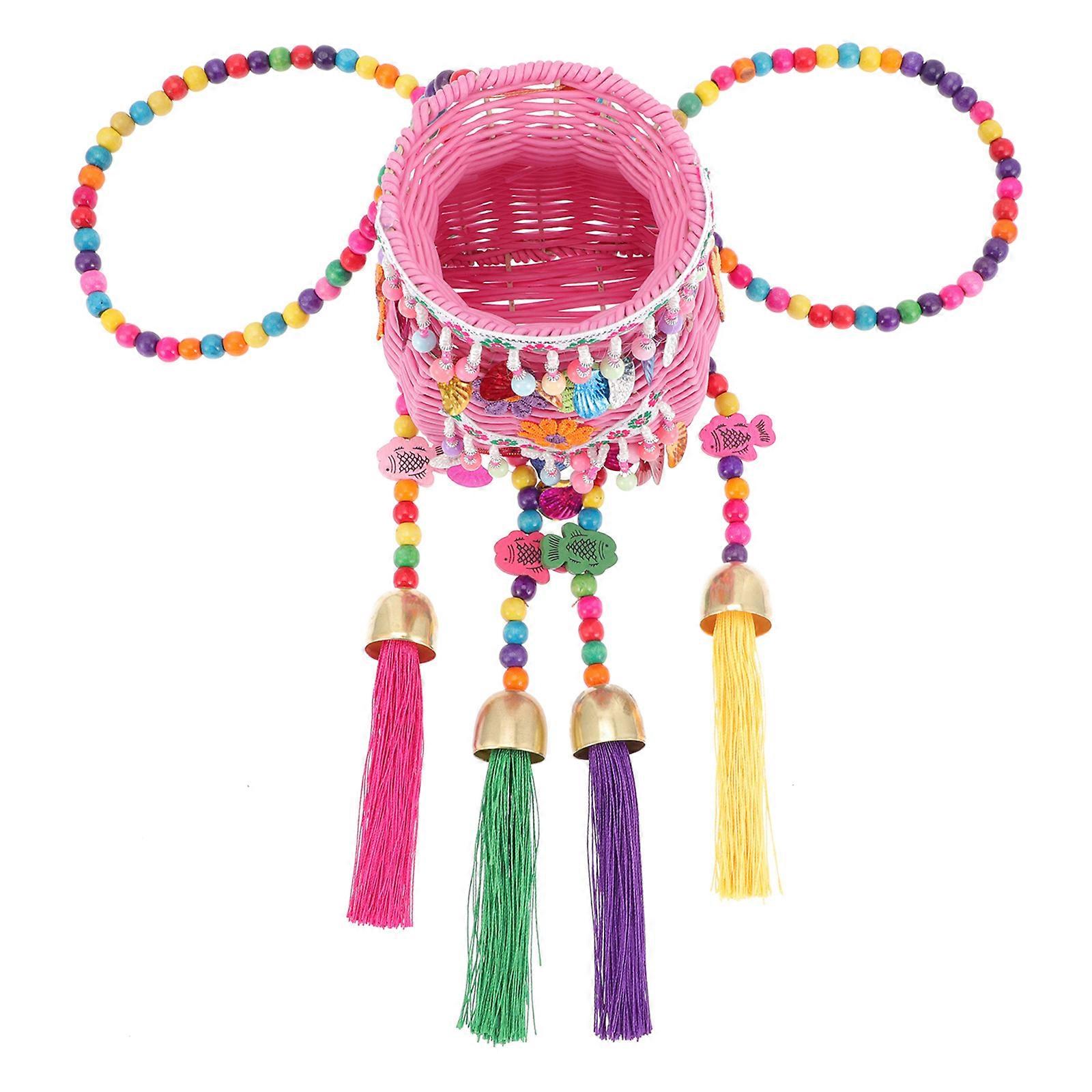 Ethnic Style Pack Basket Plastic Basket Children Backpack for 2Pcs