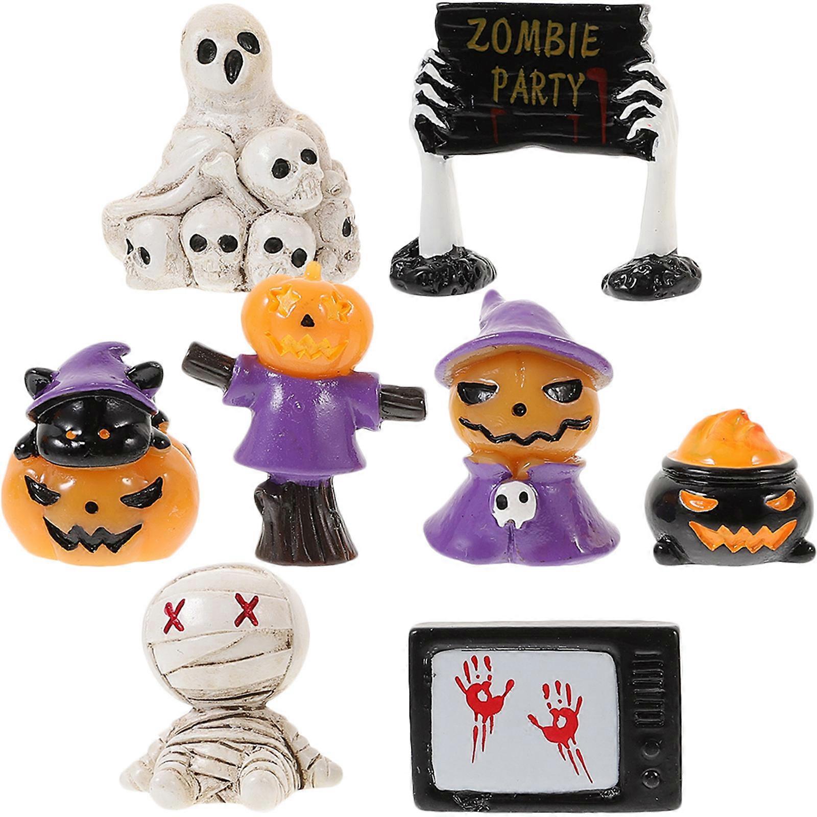 Resin Halloween Miniatures Figurines for Decor 24Pcs Mixed