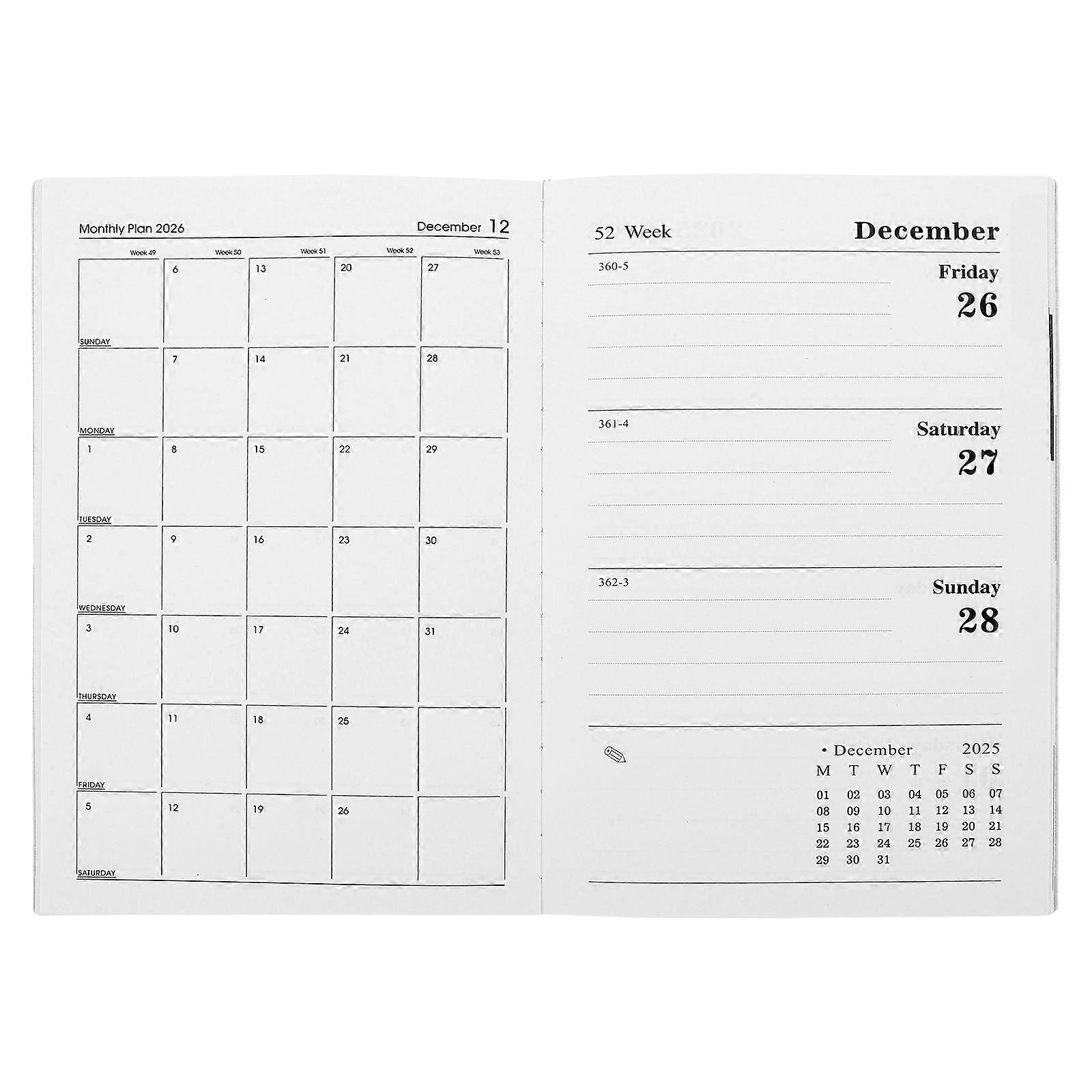 Organizer Notebook Planner Notebook for Daily Planning 2Pcs 2026 Calendar
