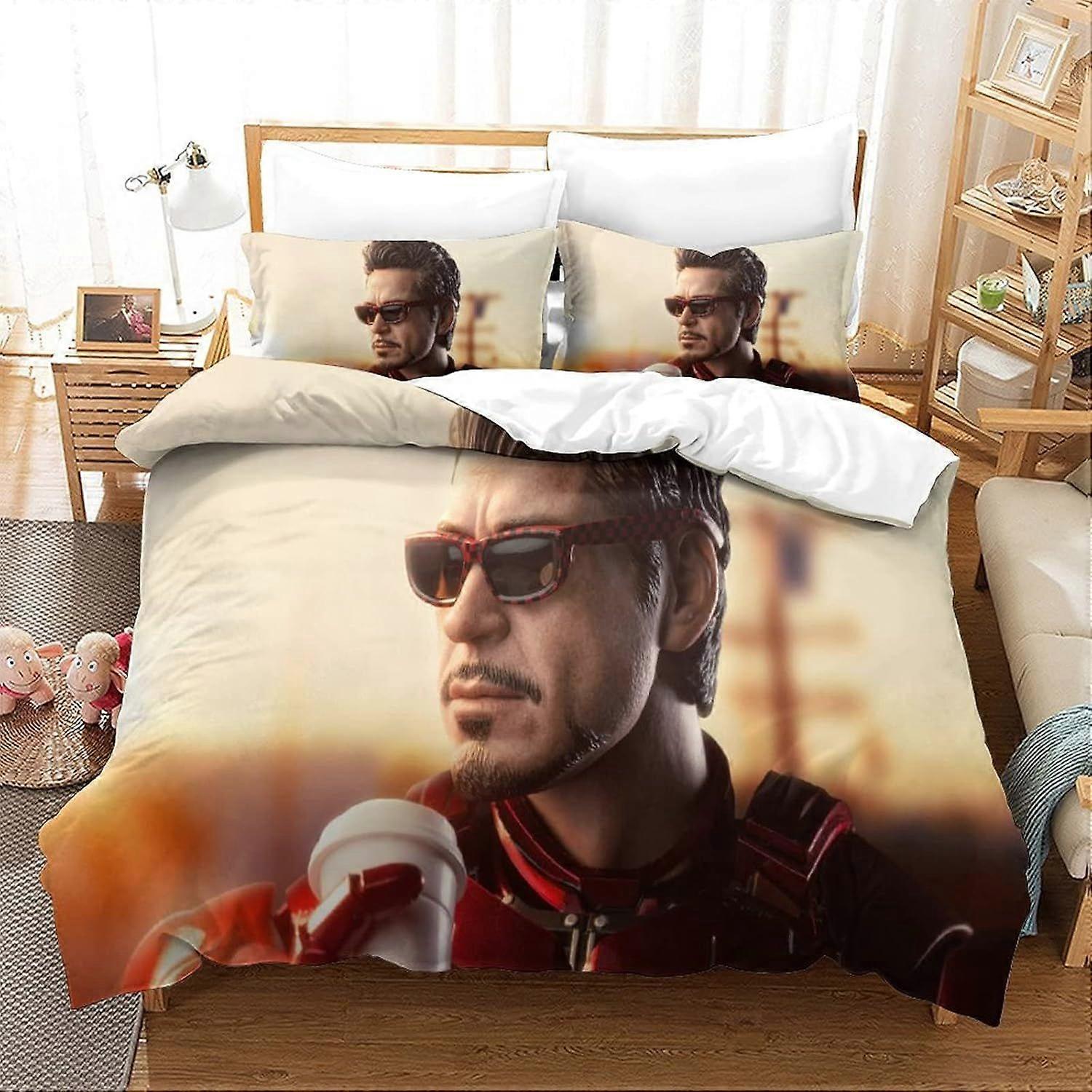 xzz749 Iron Man Duvet Cover Set Bedding Set Duvet Cover Movie Poster Single 140X200CM