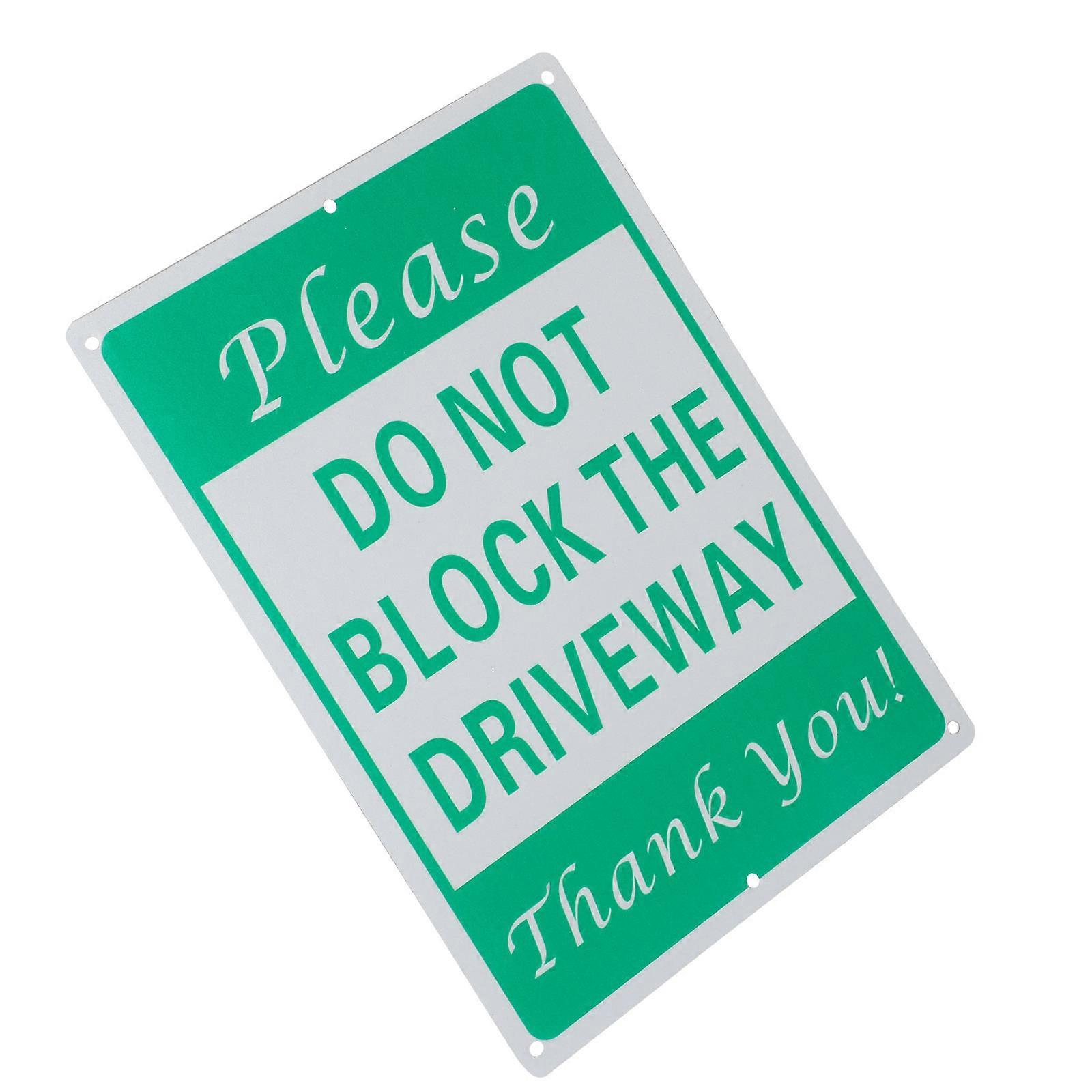 Green Do Not Block Driveway Sign Aluminum Alloy for Home Use