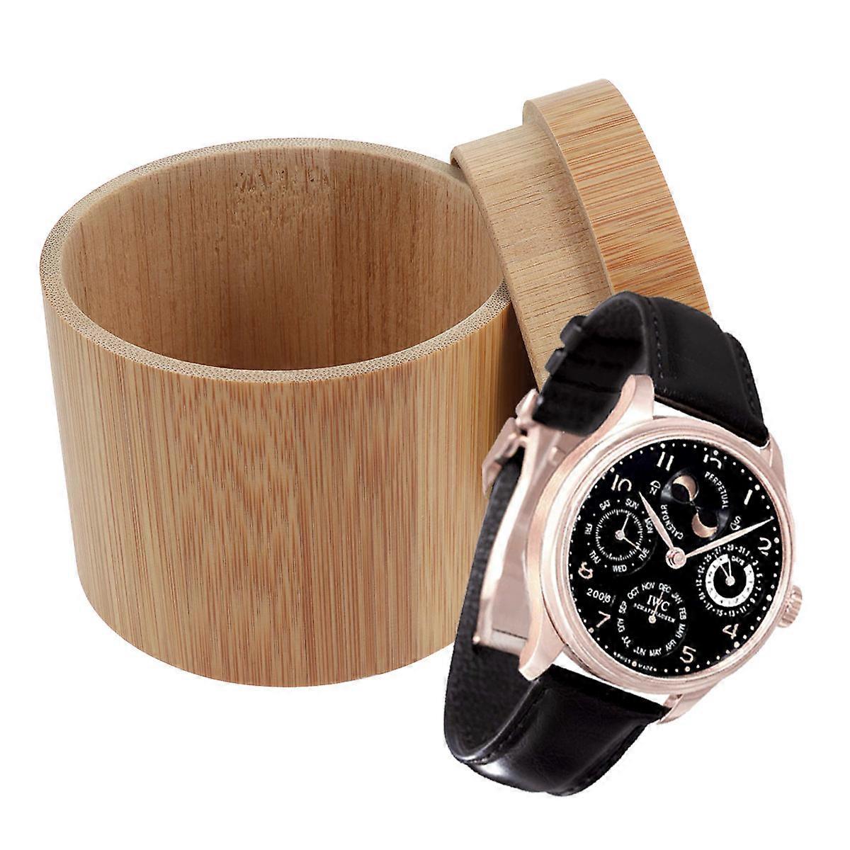 Watch Storage Box Bamboo Organizer for Storage 3Pcs Round Chocolate Case