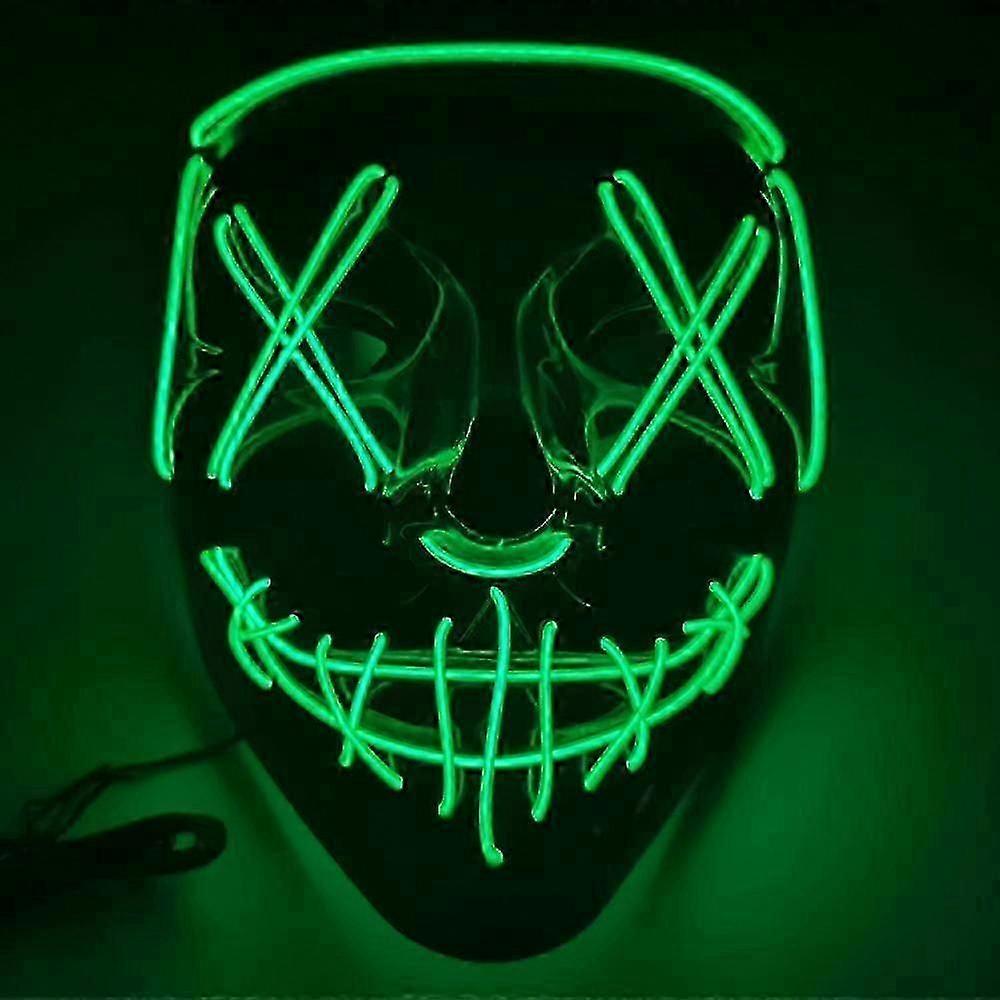 ハロウィーンマスク、LEDライトアップパージマスク、パージマスクコスチューム、ハロウィーンマスクコスチューム男性女性キッズグリーン-2025