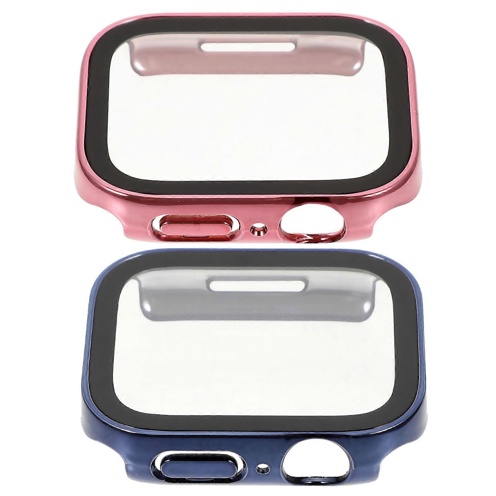 Portable Watch Cover Built-in Glass Screen Protector for Durable Protection 2Pcs