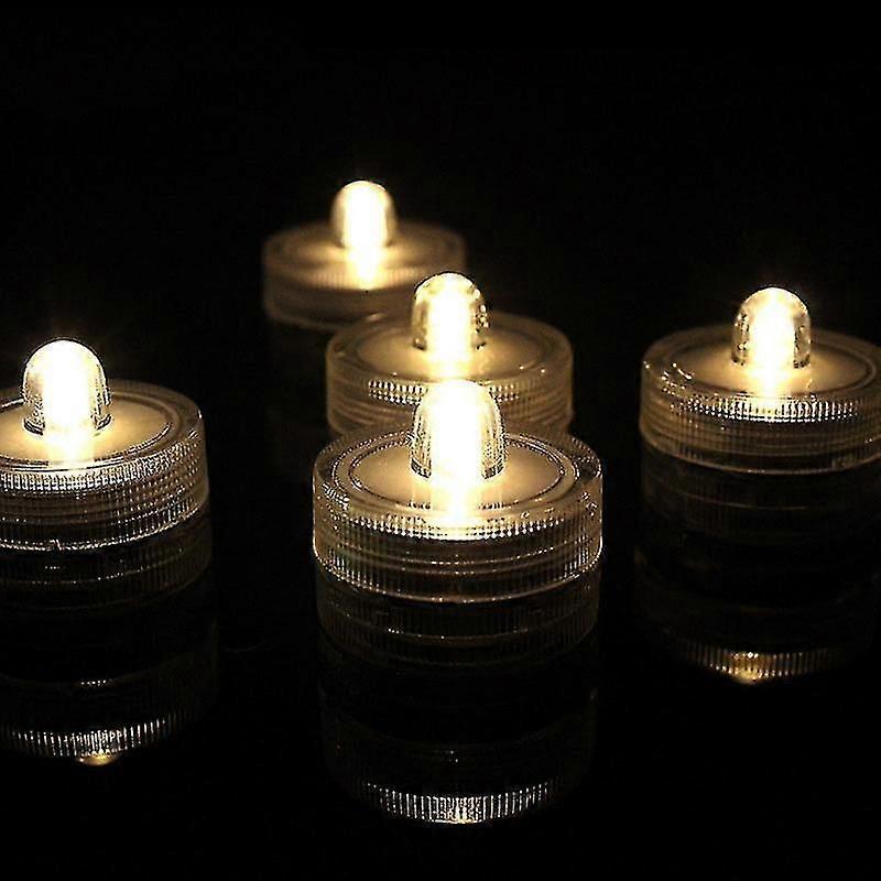 12pcs Super Bright Submersible Waterproof - Mini Led Tea Light (round)
