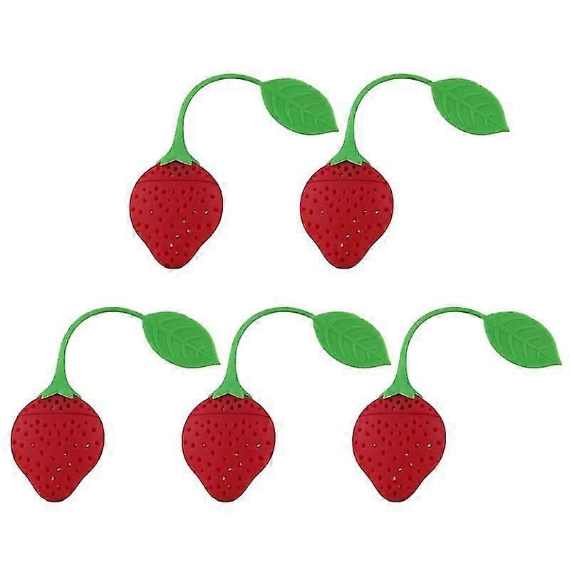 5PCS Silicone Strawberry Loose Herbal Spice Infuser Filter Diffuser Tea Leaf Strainer Silicone Tea