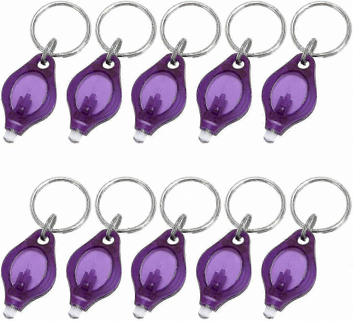 Set of 10 Mini LED Keychain Lights with UV Function for Everyday Use