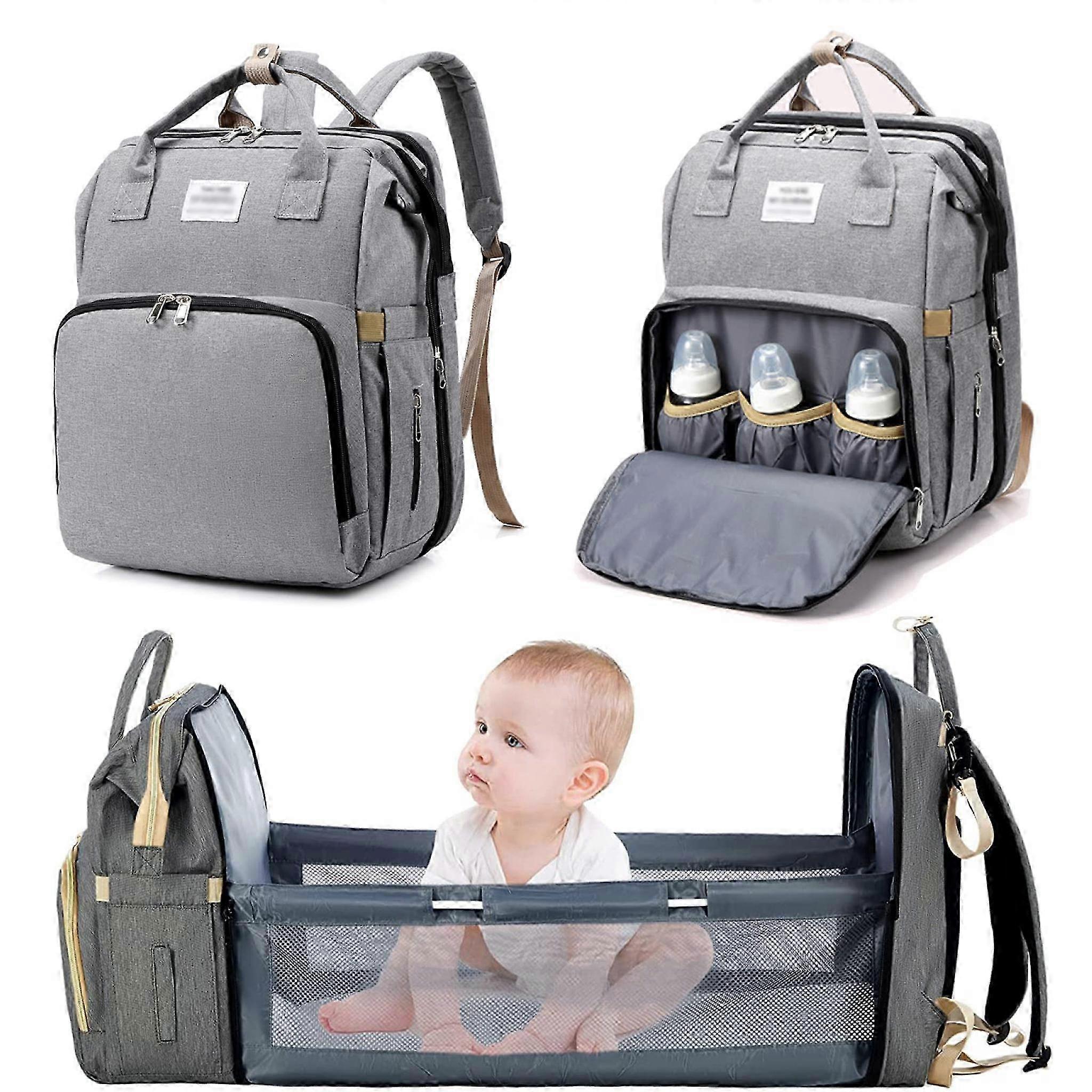 25-26 Baby Diaper Bag Backpack, Waterproof Multi Function Diaper Changing Pad For On-The-Go Parenting, Large Capacity, Retractable Brackets,